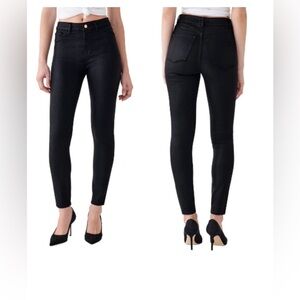 🖤DL1961 Marianna Hewitt Farrow Ankle black coated High Rise Skinny Jeans Black